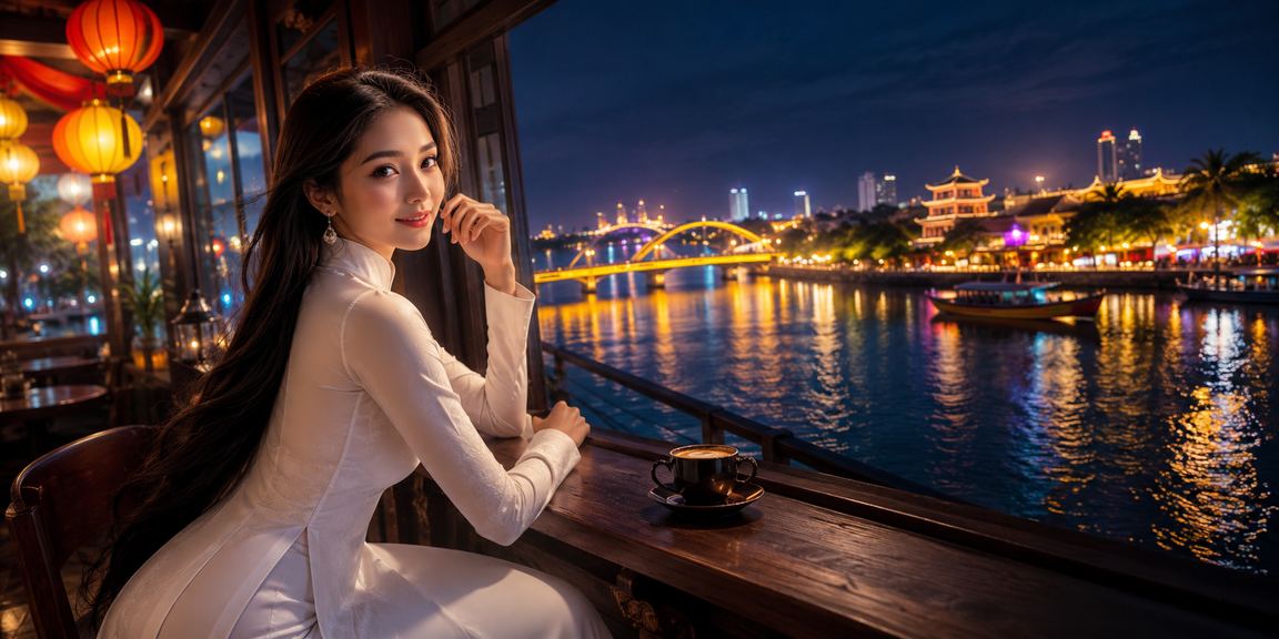 Không gian giải trí casino sôi động tại Sài Gòn với người mặc áo dài truyền thống